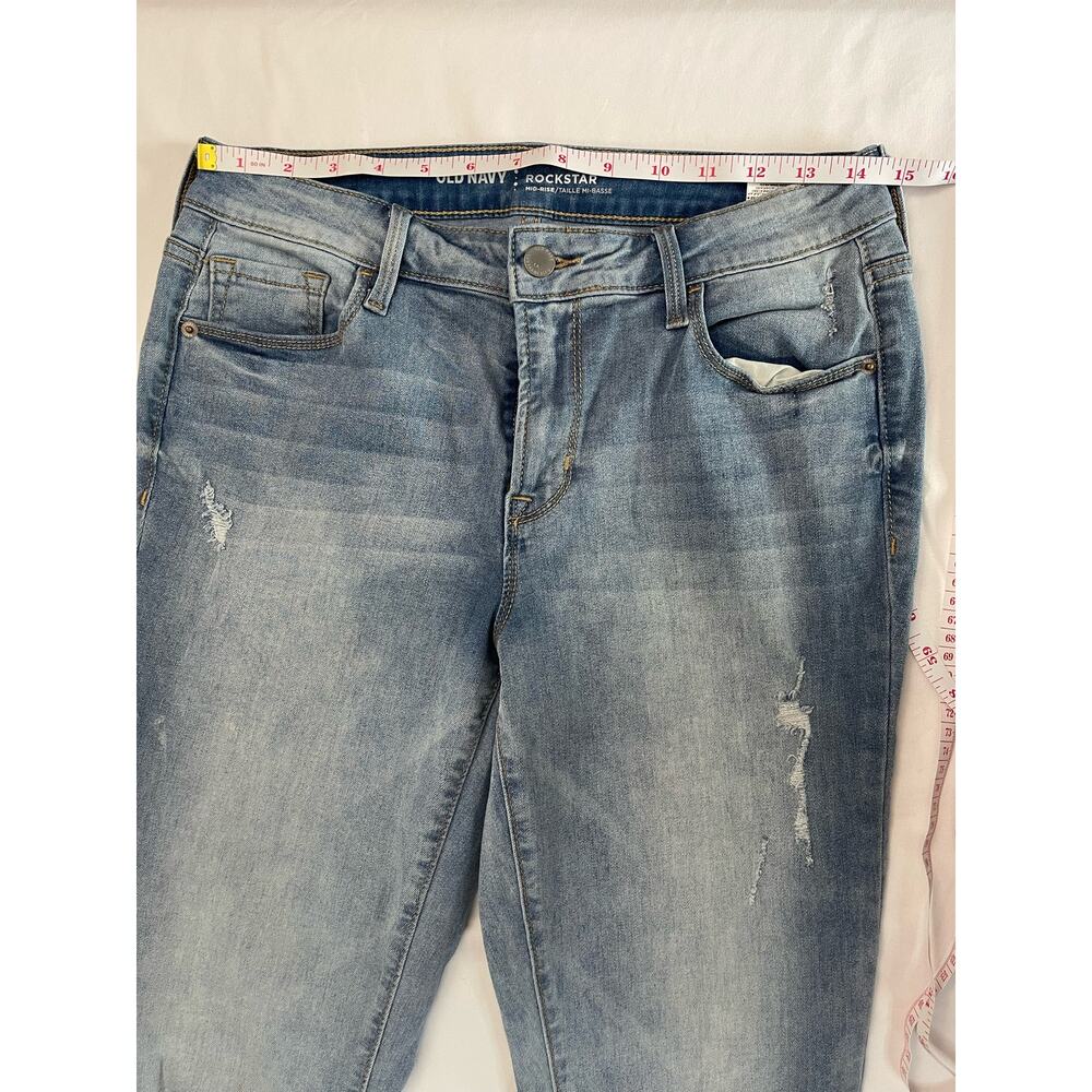 Old Navy Rockstar Mid Rise Distressed Light Wash Skinny Jeans Size 8 Regular - Picture 6 of 11